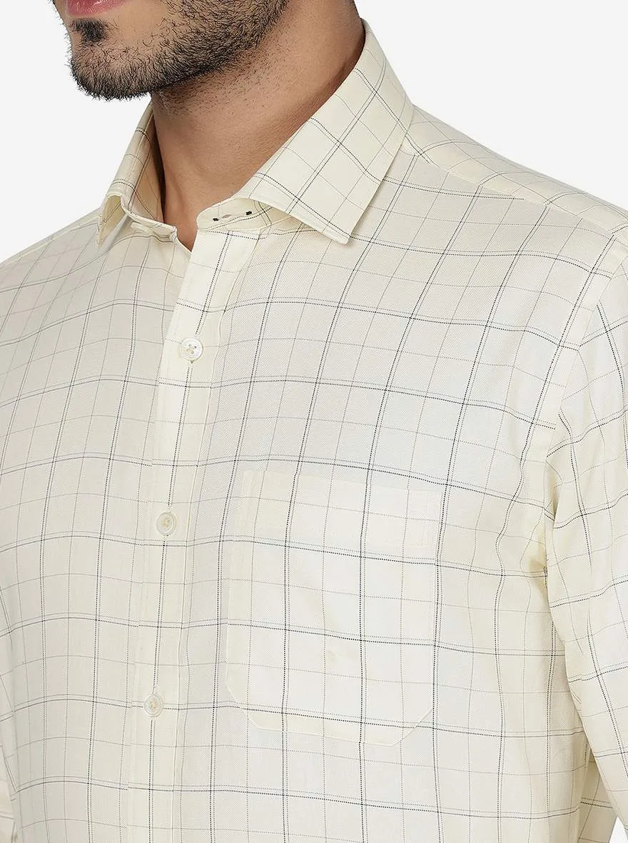 Lemon Yellow Checked Regular Fit Formal Shirt | JadeBlue