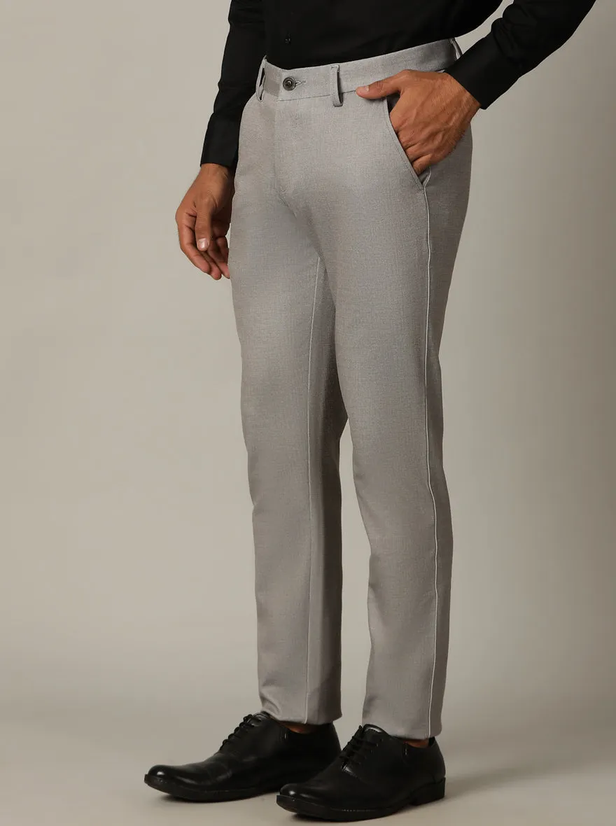 Light Grey Printed Venice Fit Casual Trouser | JadeBlue