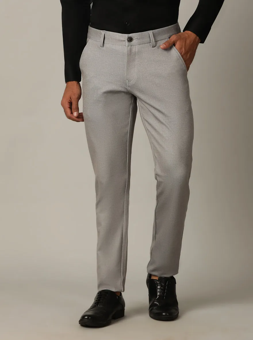 Light Grey Printed Venice Fit Casual Trouser | JadeBlue