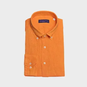 Linen Button Down Shirt in Orange