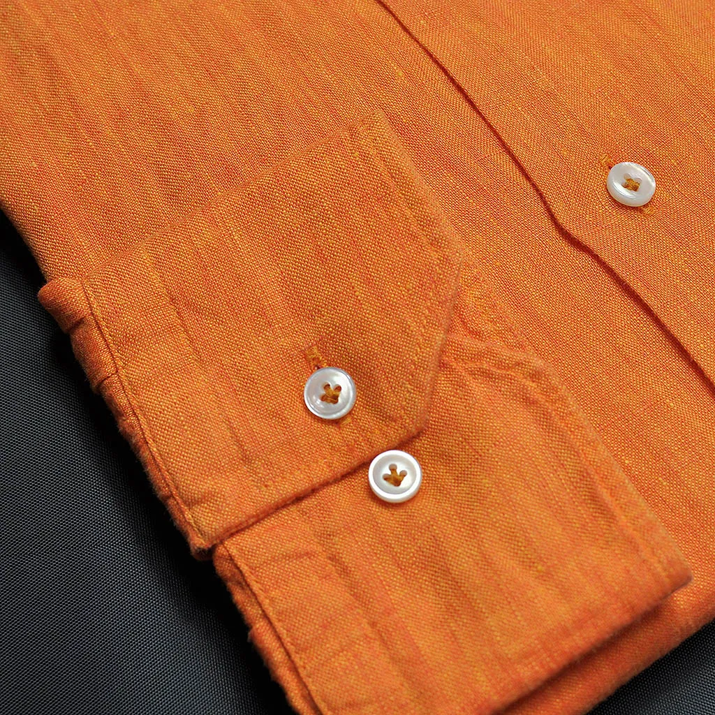 Linen Button Down Shirt in Orange