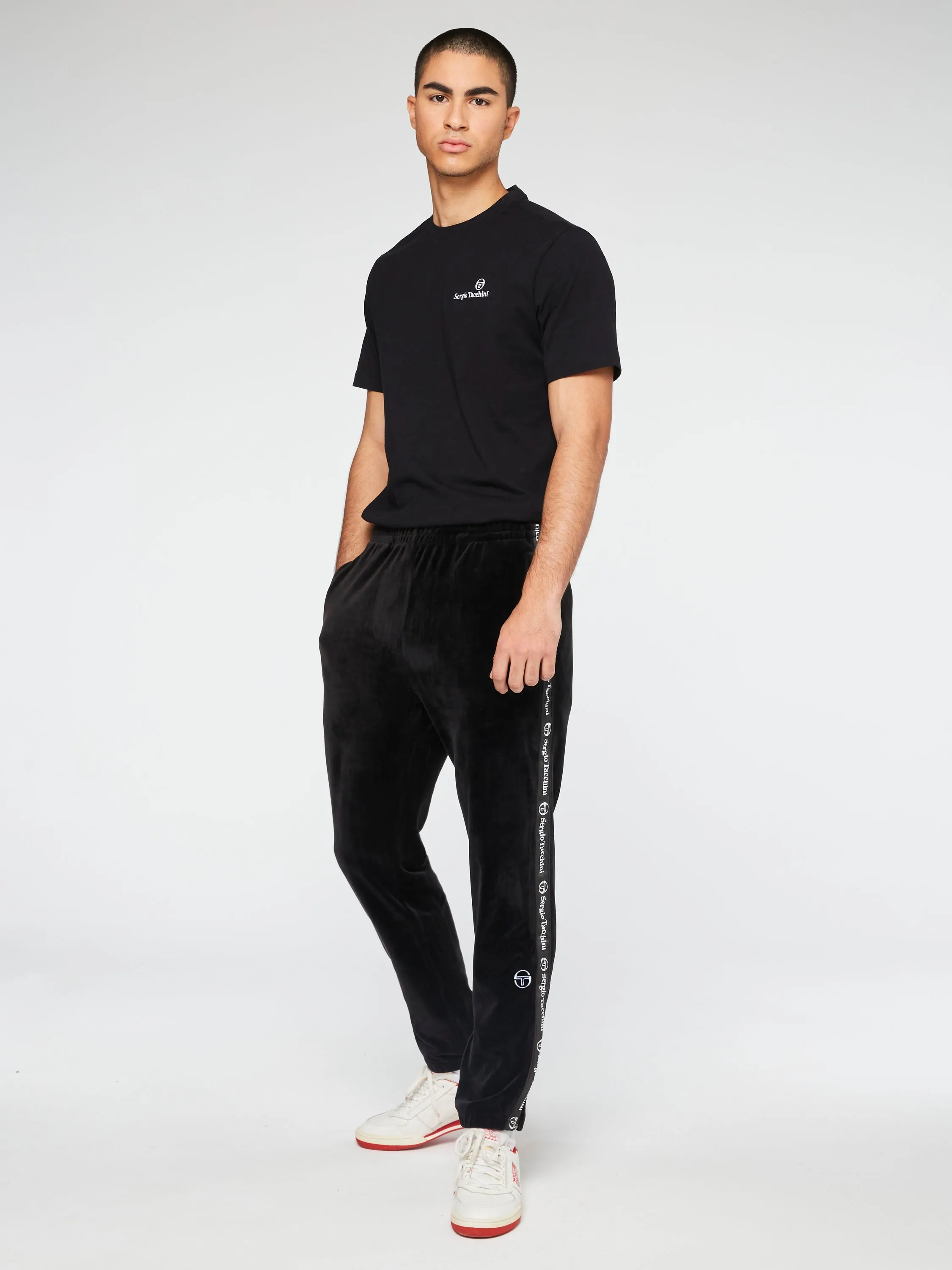 Logo Velour Track Pants-Black