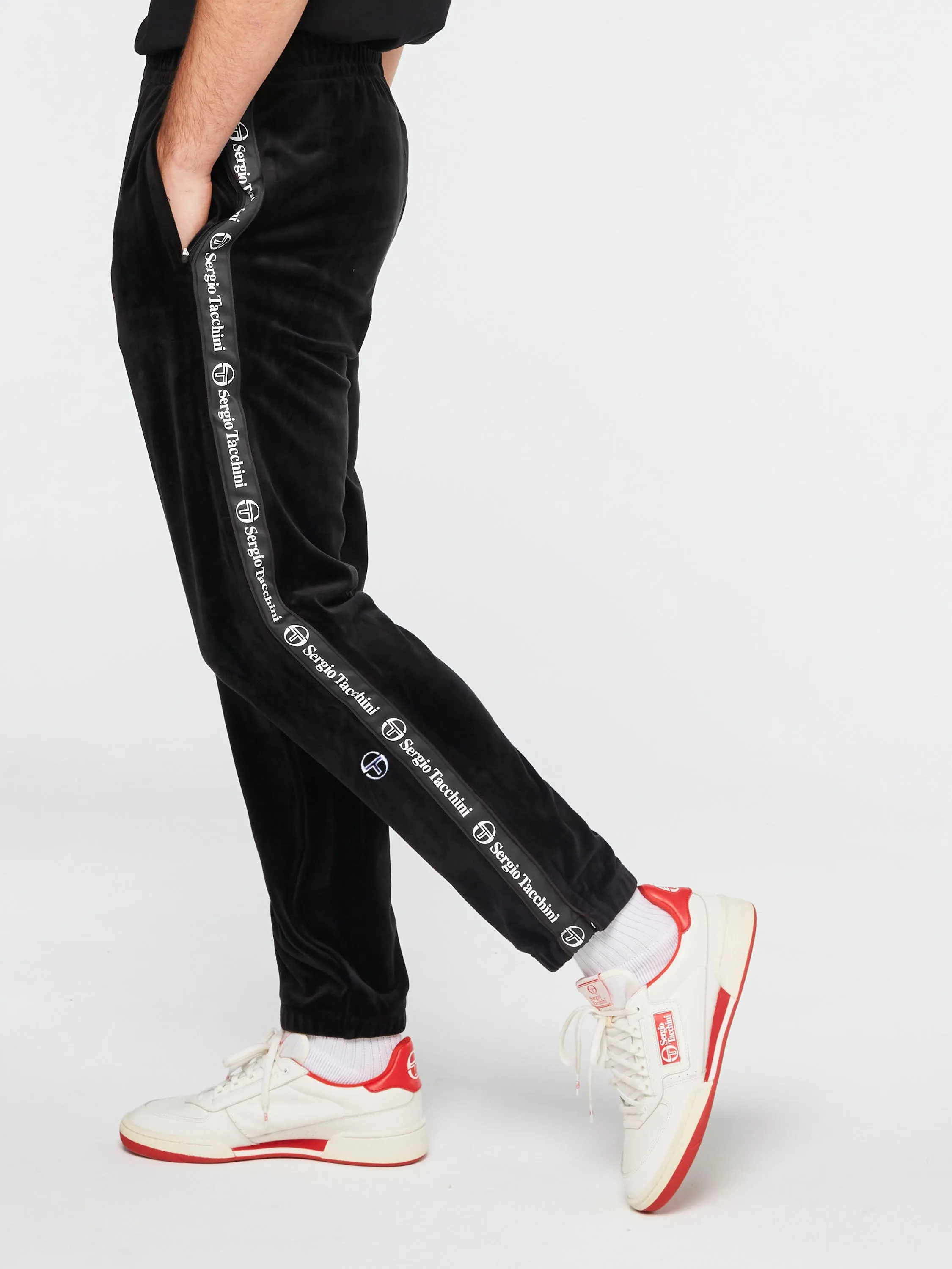 Logo Velour Track Pants-Black