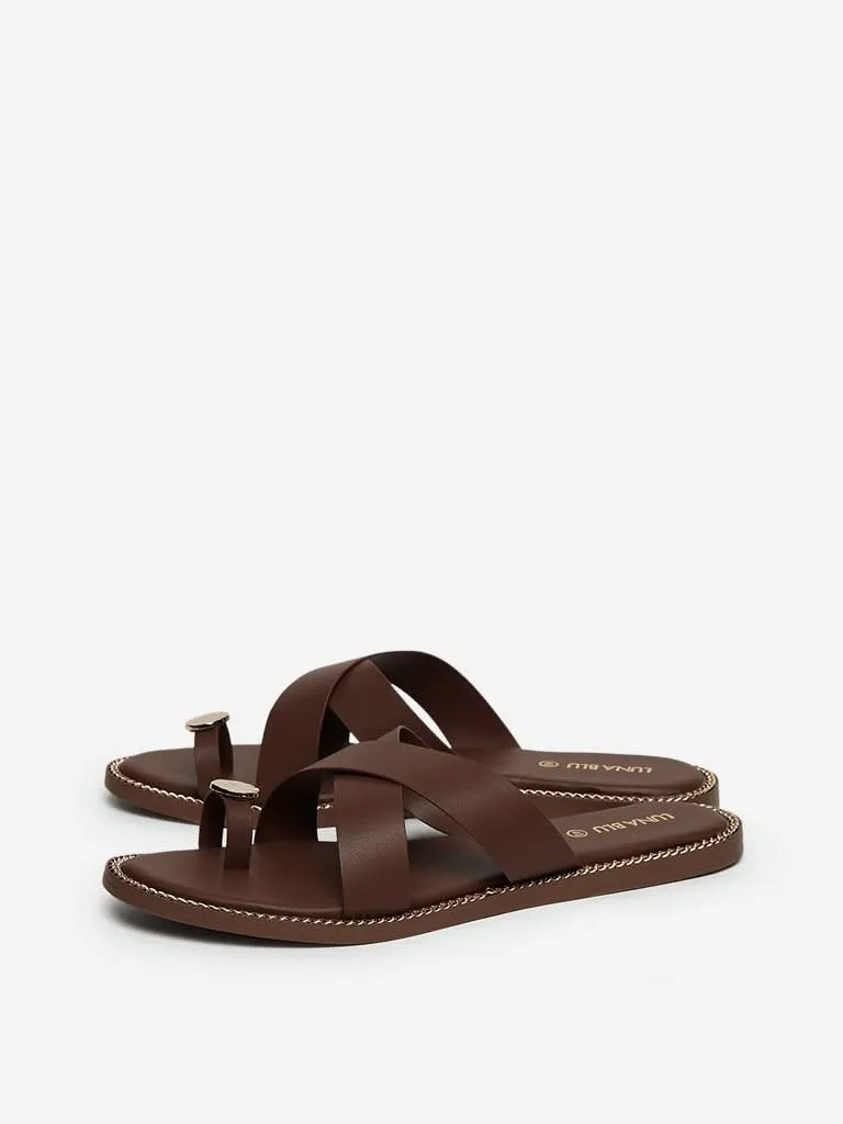 LUNA BLU Brown Toe-Ring Sandals