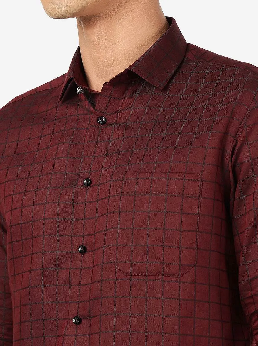 Maroon Checked Slim Fit Party Wear Shirt | Greenfibre