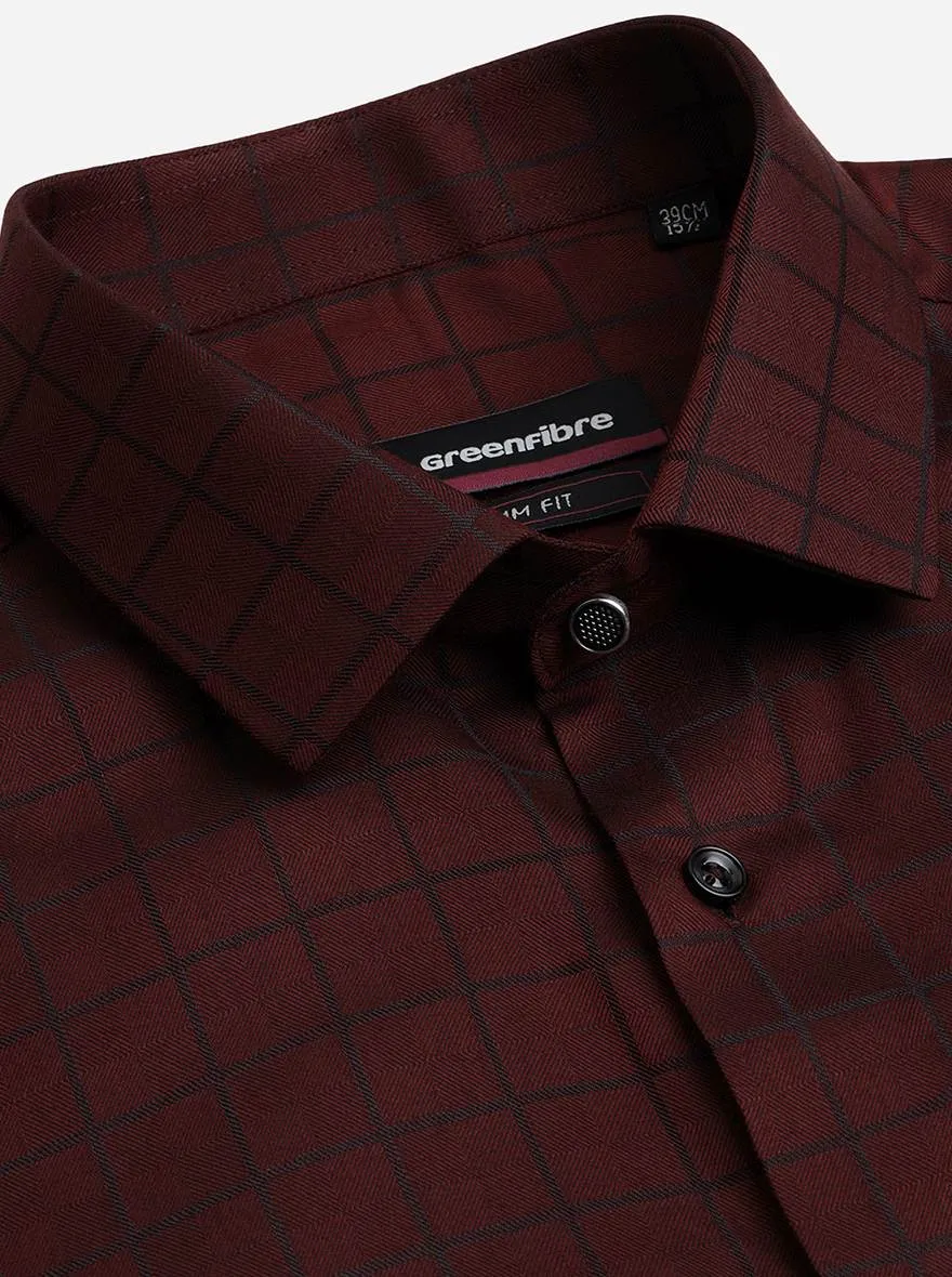 Maroon Checked Slim Fit Party Wear Shirt | Greenfibre