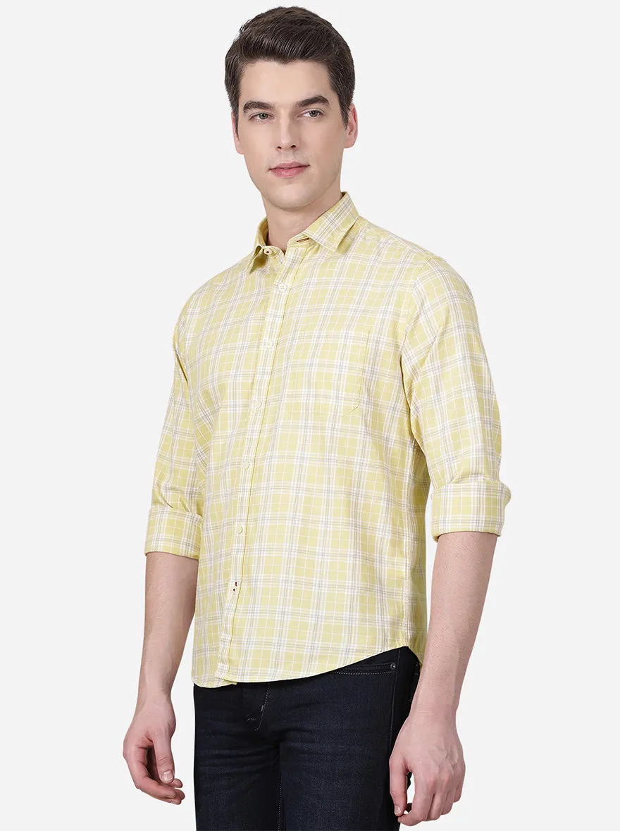 Mellow Yellow Checked Slim Fit Casual Shirt | Greenfibre