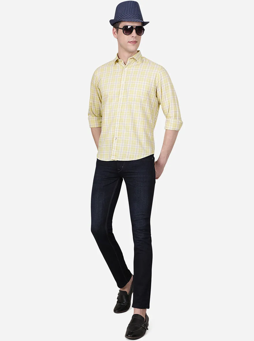 Mellow Yellow Checked Slim Fit Casual Shirt | Greenfibre