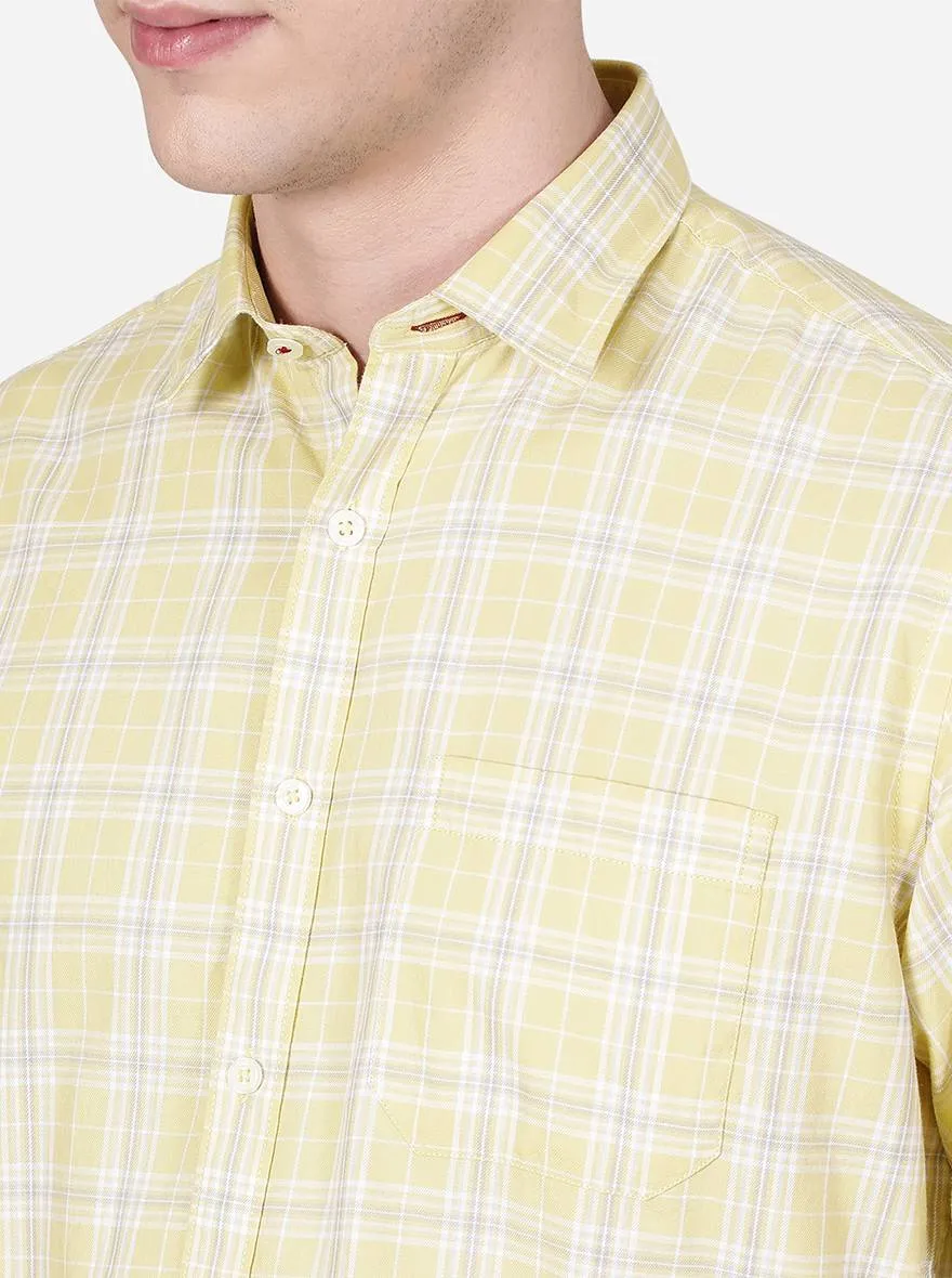 Mellow Yellow Checked Slim Fit Casual Shirt | Greenfibre