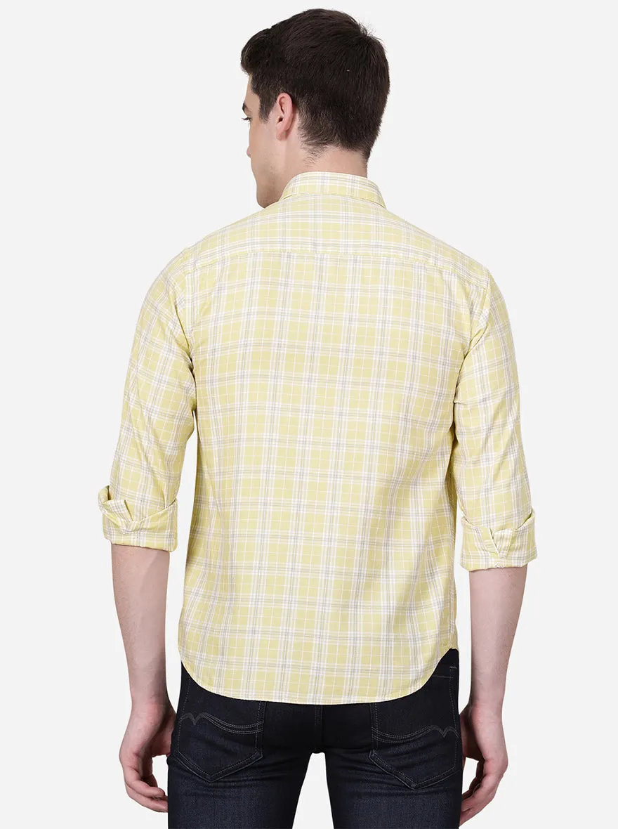 Mellow Yellow Checked Slim Fit Casual Shirt | Greenfibre