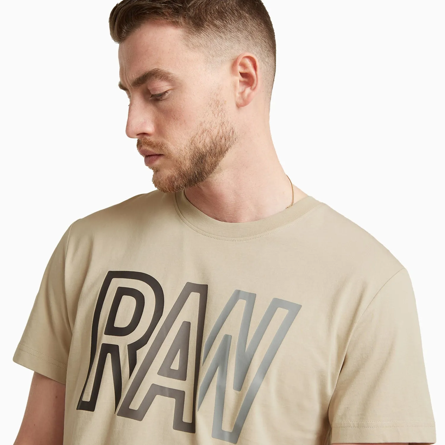 Men's Raw Logo Crew Neck T Shirt