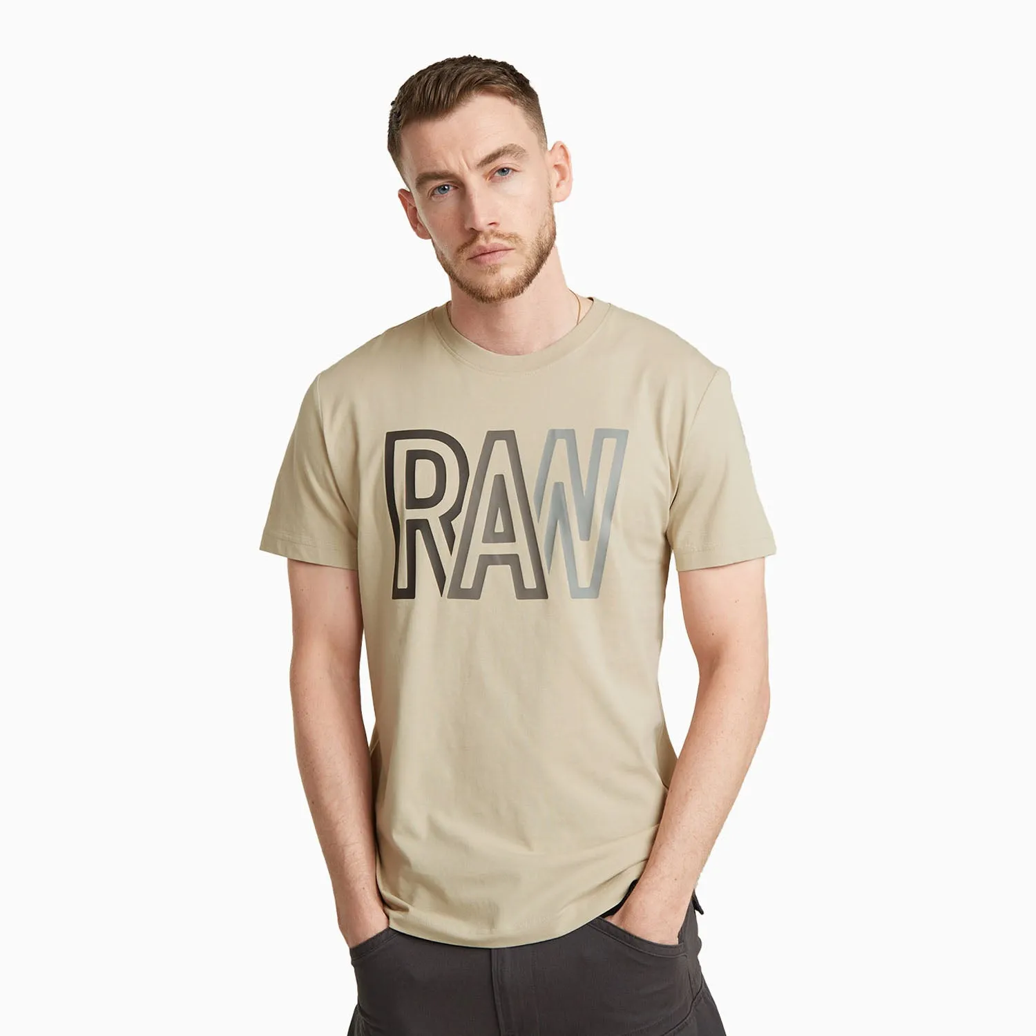 Men's Raw Logo Crew Neck T Shirt