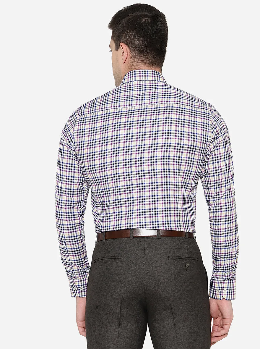 Multicolor Checked Slim Fit Formal Shirt | Metal