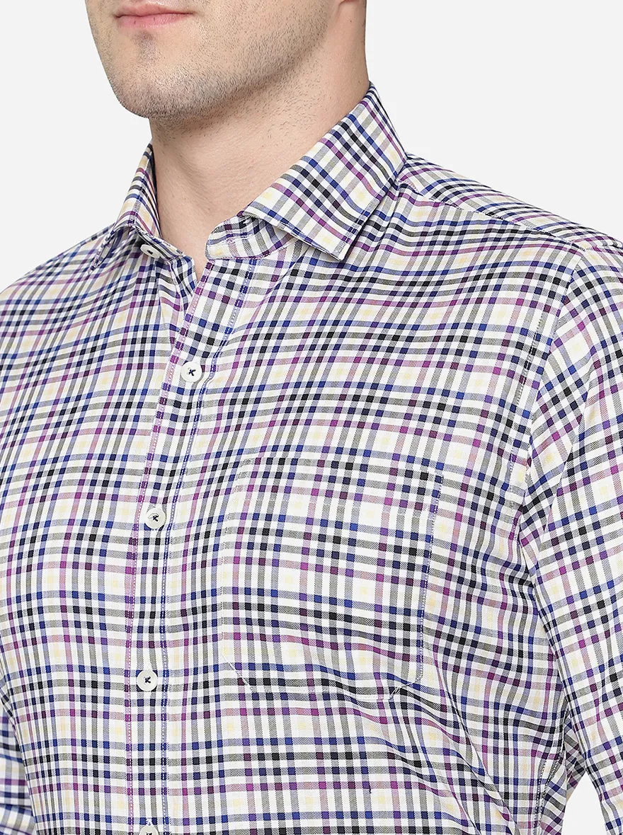 Multicolor Checked Slim Fit Formal Shirt | Metal