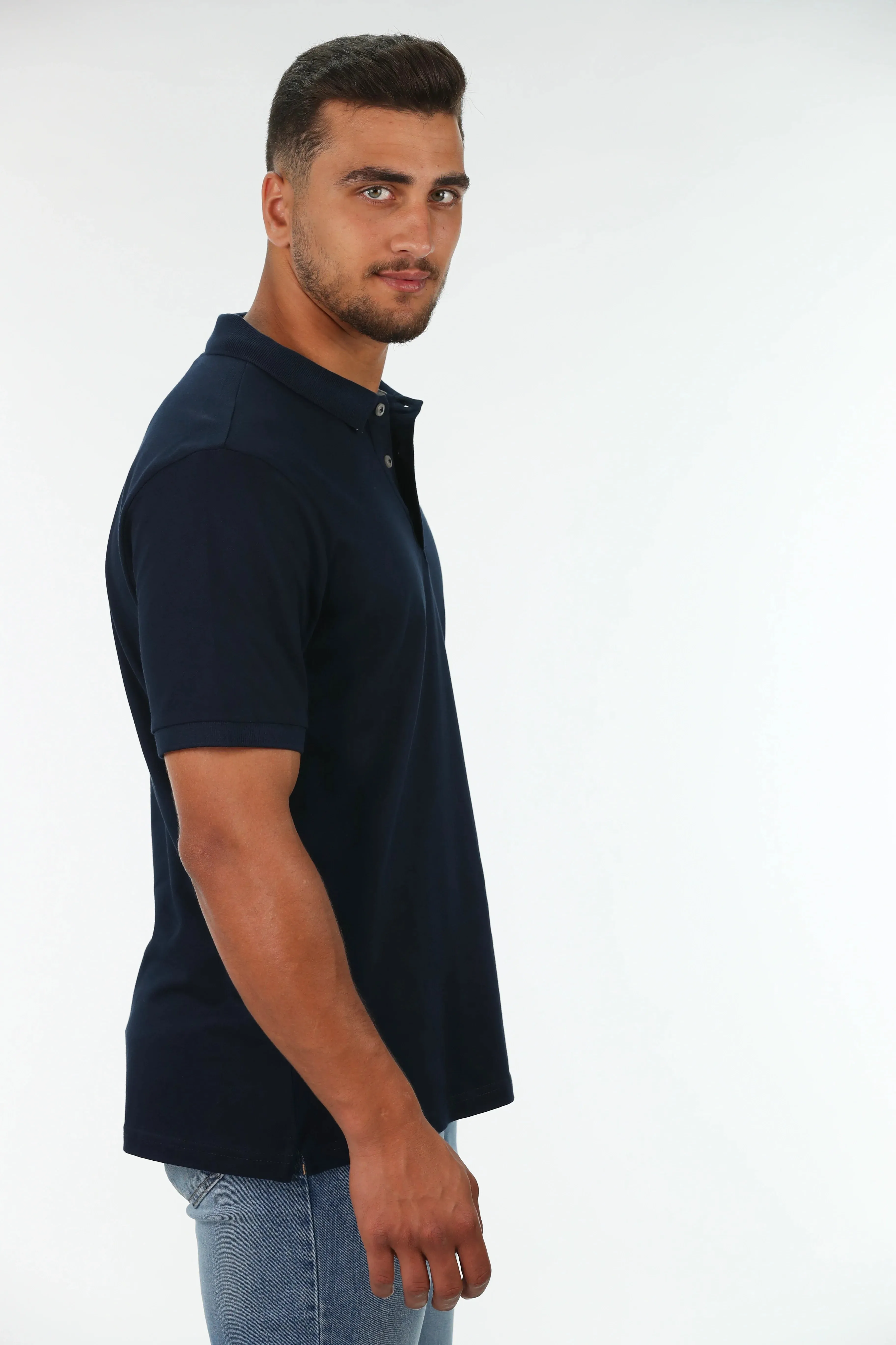 Navy Polo With Chest & Back Design