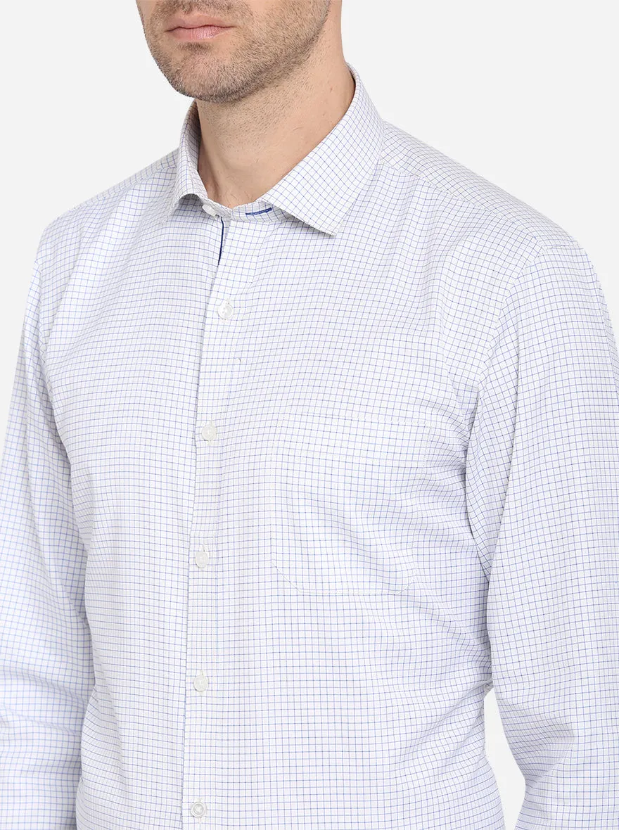 Off-White & Blue Checked Regular Fit Formal Shirt | Greenfibre