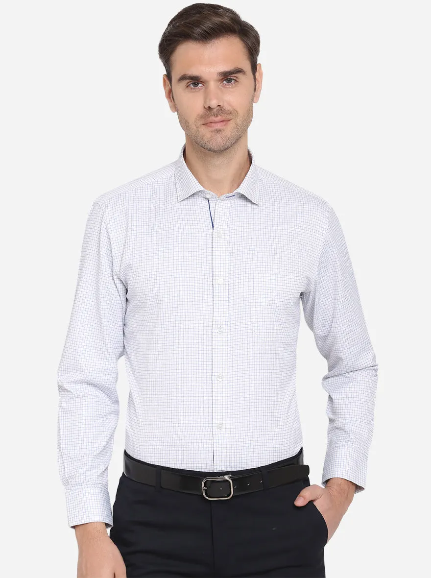 Off-White & Blue Checked Regular Fit Formal Shirt | Greenfibre