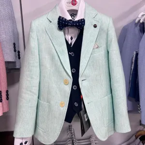 One Varones Boys Pale Green Stripe Blazer