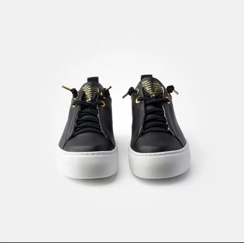 Paul Green Black Leather Elastic Trainer