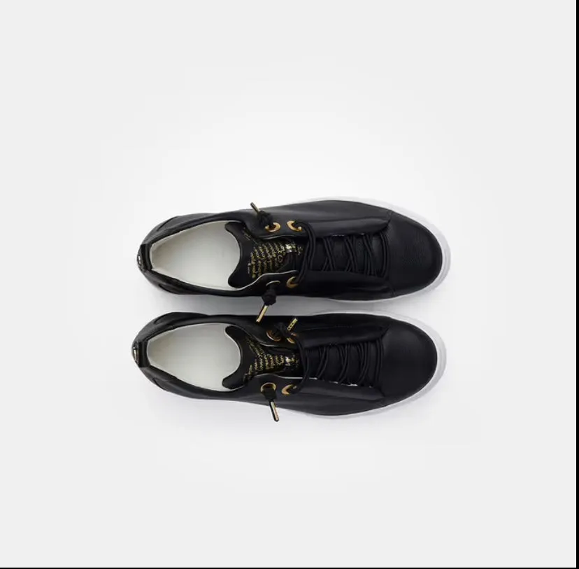 Paul Green Black Leather Elastic Trainer