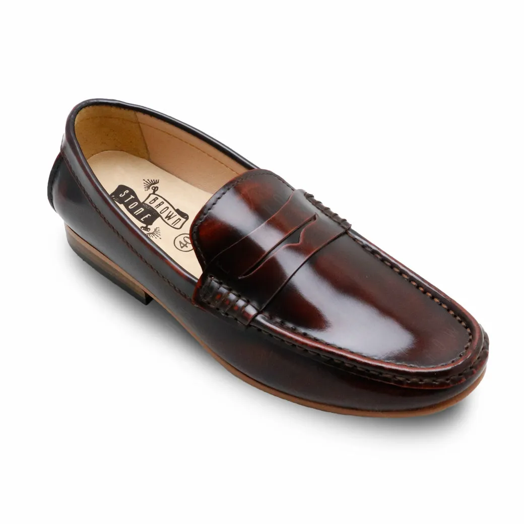 Penny Leather Loafer European Brush Off Burgundy