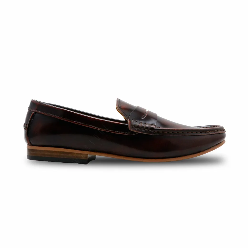 Penny Leather Loafer European Brush Off Burgundy