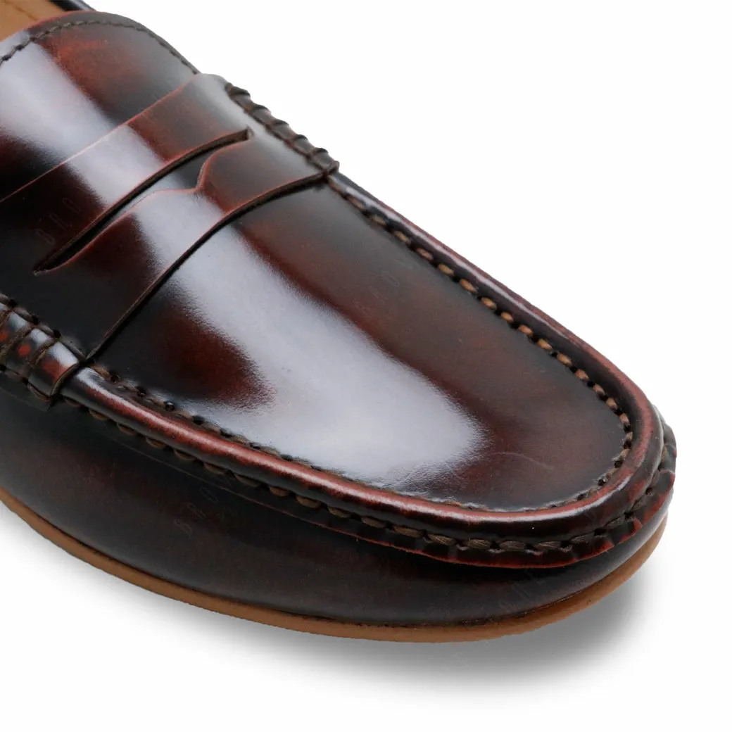 Penny Leather Loafer European Brush Off Burgundy