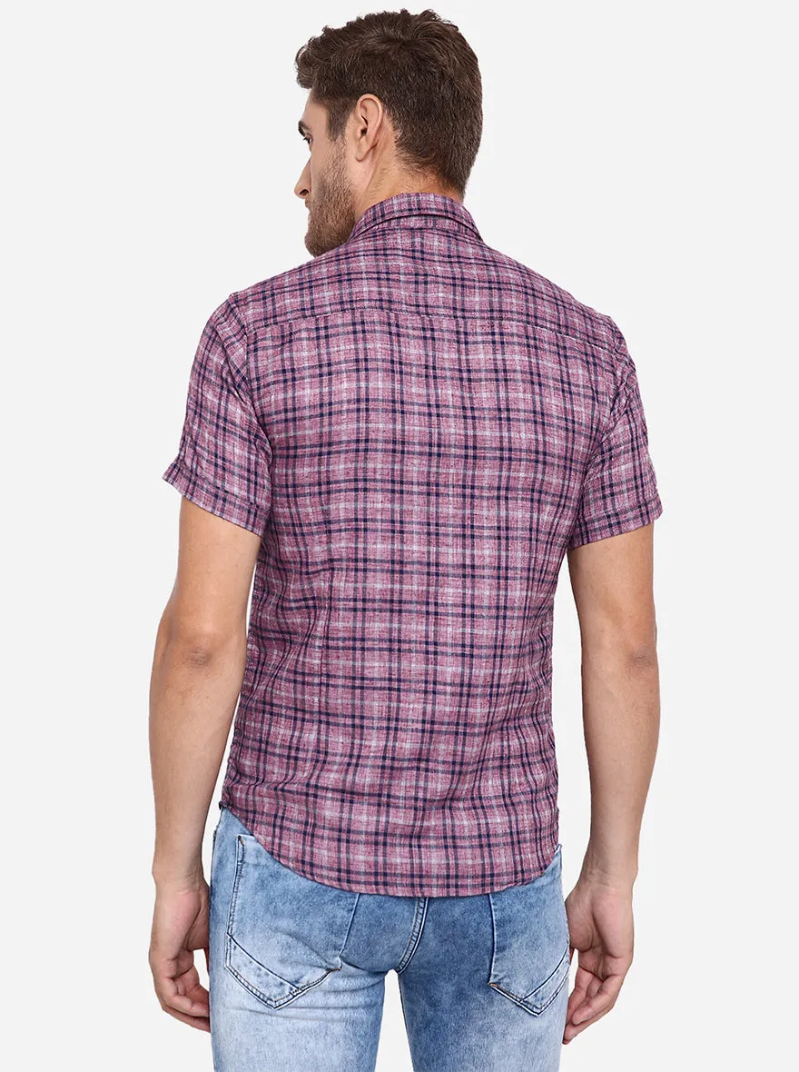 Purple Checked Slim Fit Casual Shirt | Greenfibre