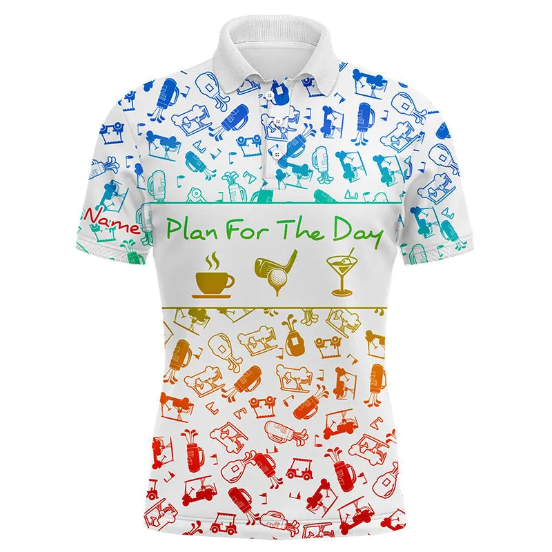 Rainbow Gradient Golf Pattern Men Golf Polo Shirt Custom Coffee Golf Cocktail Polo Shirts For Men