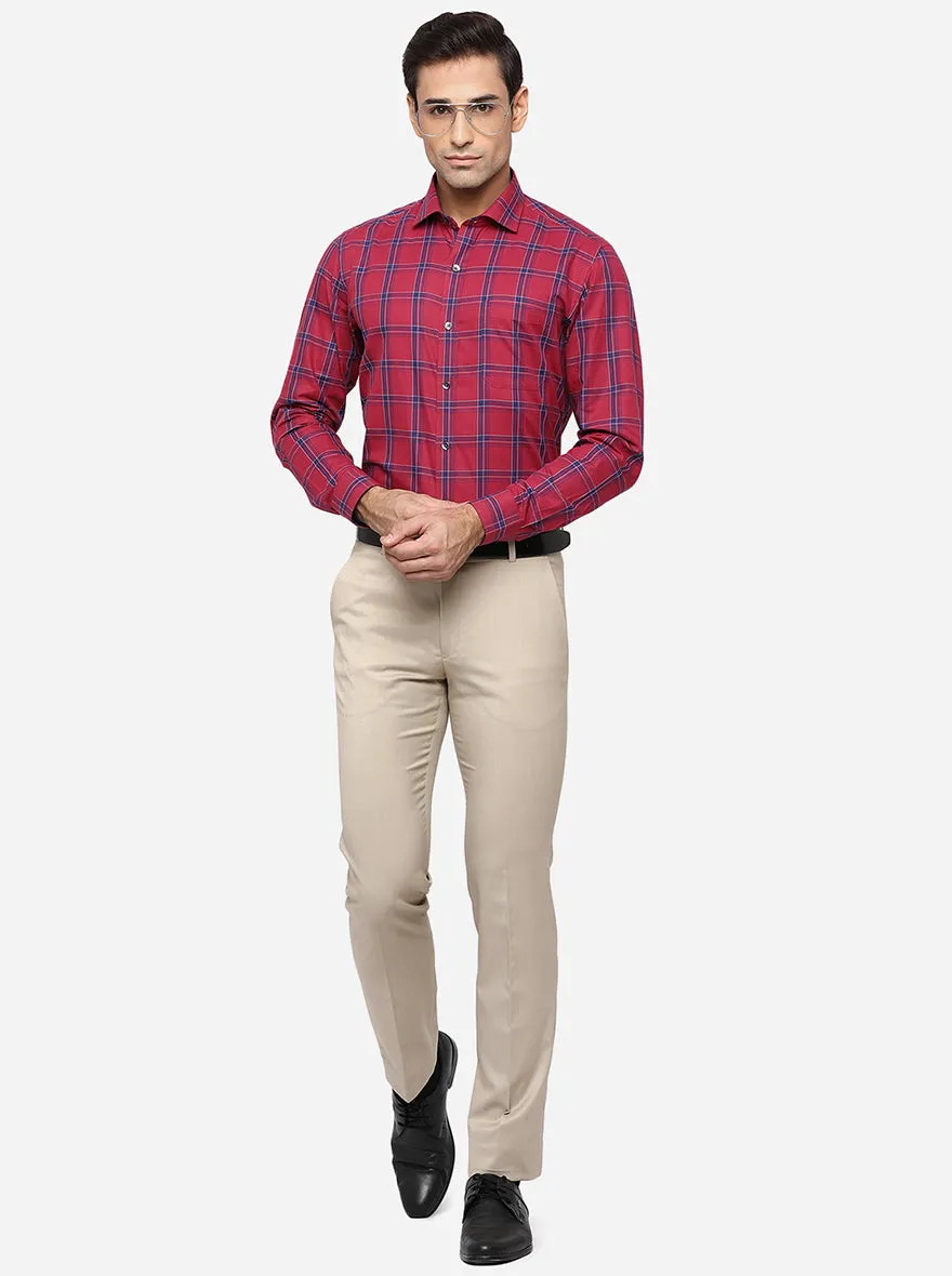 Red & Blue Checked Slim Fit Formal Shirt | JadeBlue