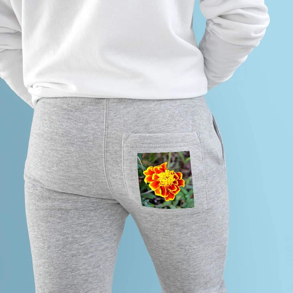 Red and Yellow Flower Premium Fleece Joggers