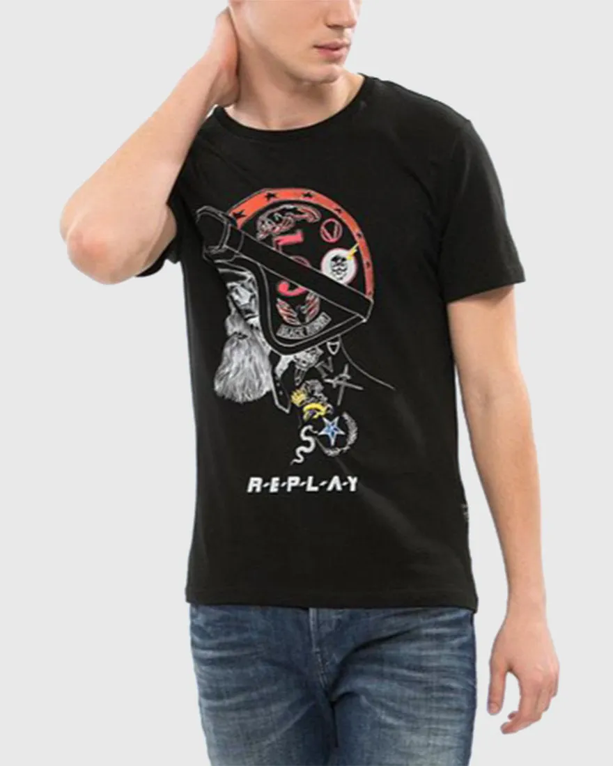 REPLAY M32852660 BLACK CREW T-SHIRT