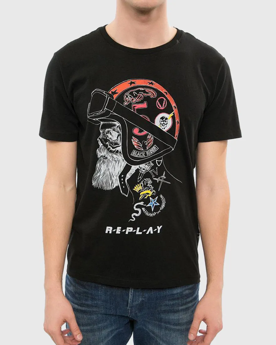 REPLAY M32852660 BLACK CREW T-SHIRT