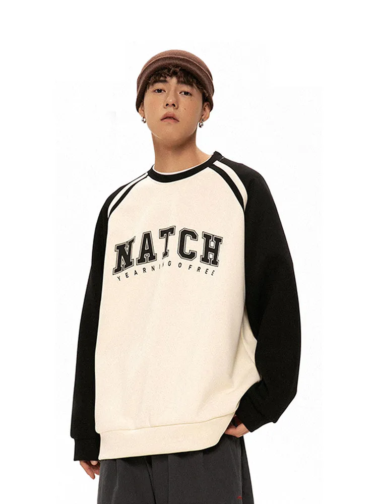 Retro Contrast Color Raglan Sleeve Hoodie