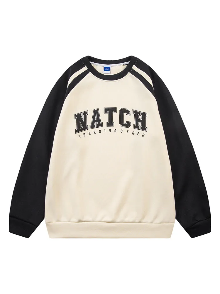 Retro Contrast Color Raglan Sleeve Hoodie