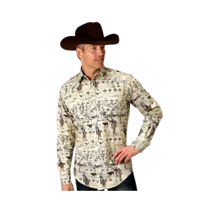 Roper Men's Marron Print Western Shirt