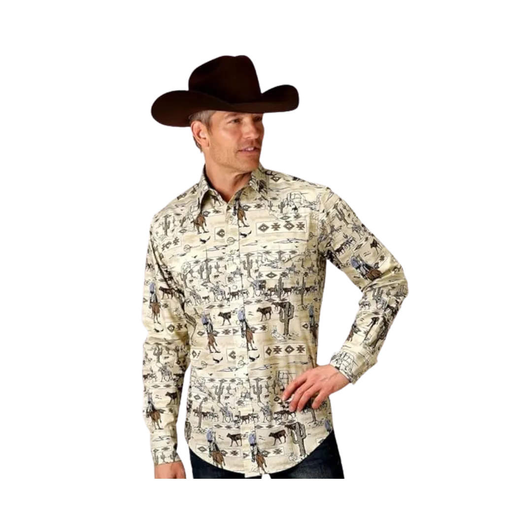 Roper Men's Marron Print Western Shirt