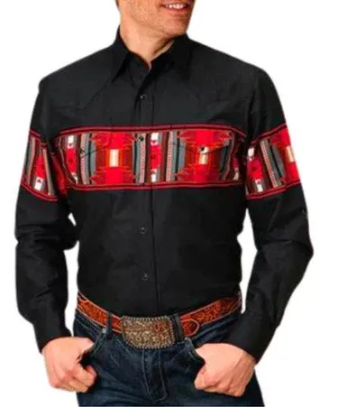 Roper Men's Snap Aztec Black Shirt