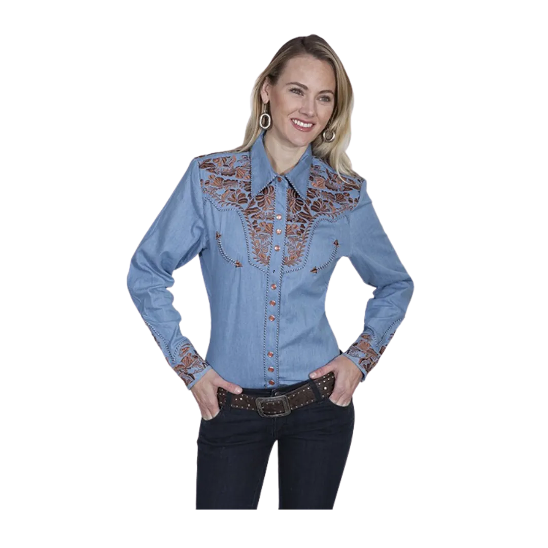 Scully Leather Women's Floral Snap Blouse