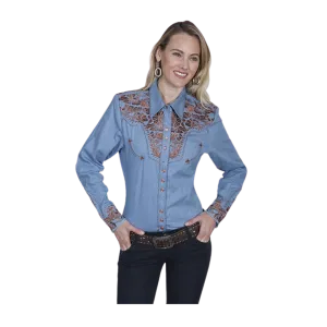 Scully Leather Women's Floral Snap Blouse