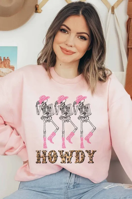 SKELETON HOWDY GRAPHIC SWEATSHIRT PLUS SIZE