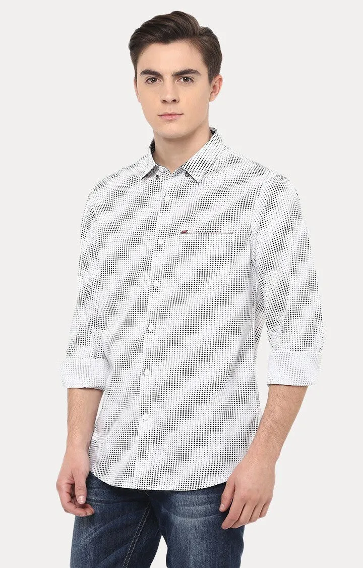 Spykar Men'S White Cotton Printed Casual Shirts