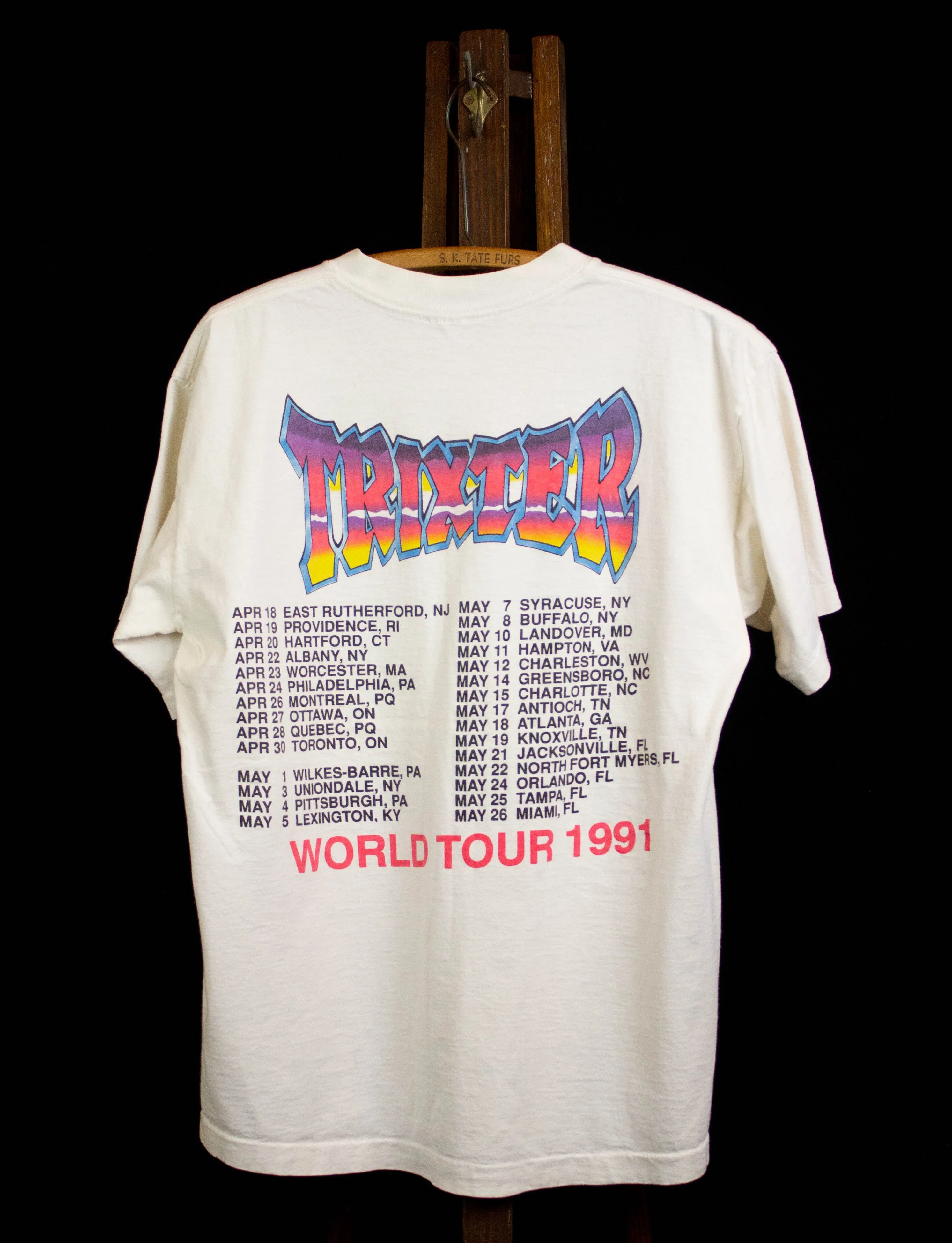 Vintage 1991 Trixter World Tour Concert T White Large