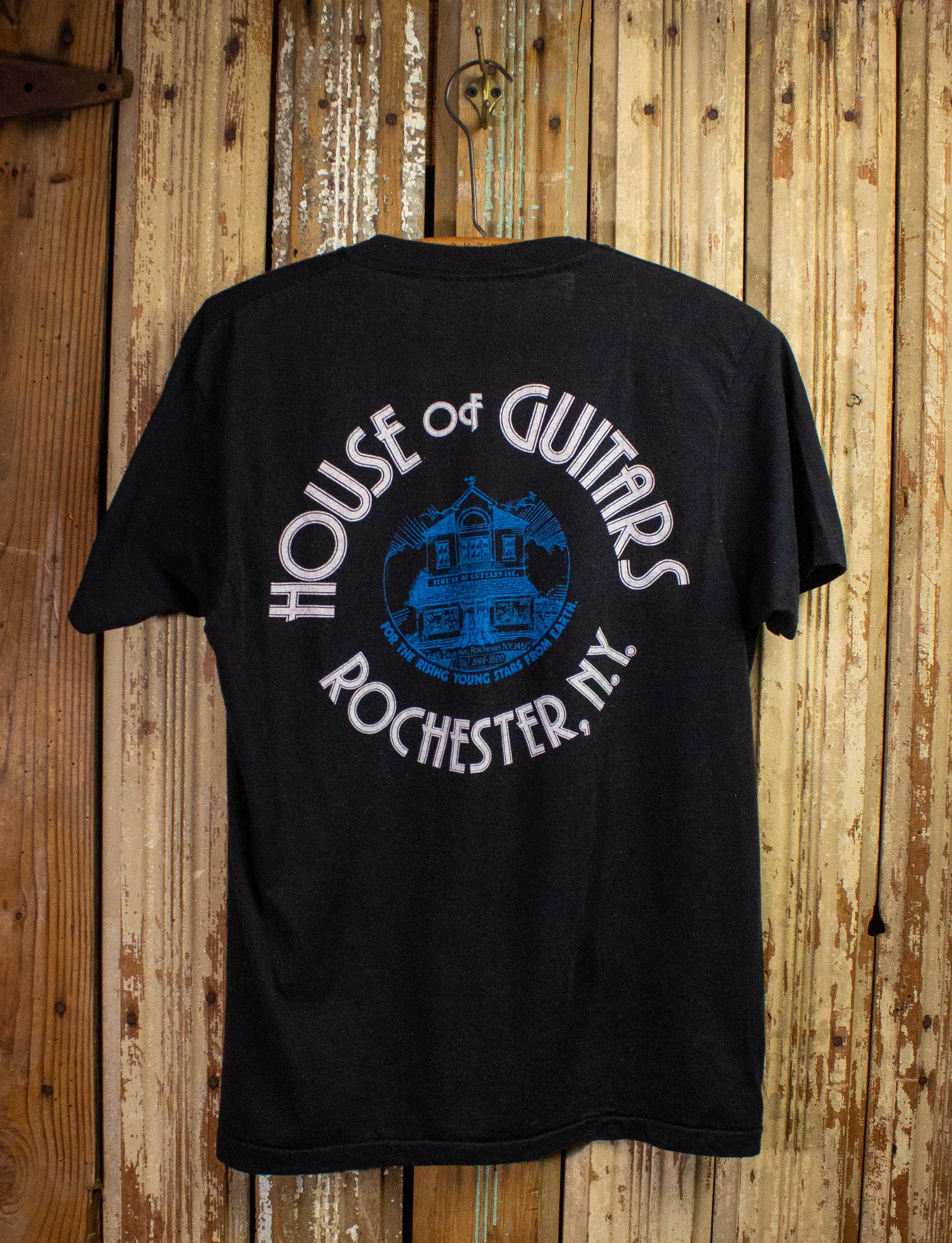 Vintage House Of Guitars Rochester New York Graphic T Shirt 80s Black Medium