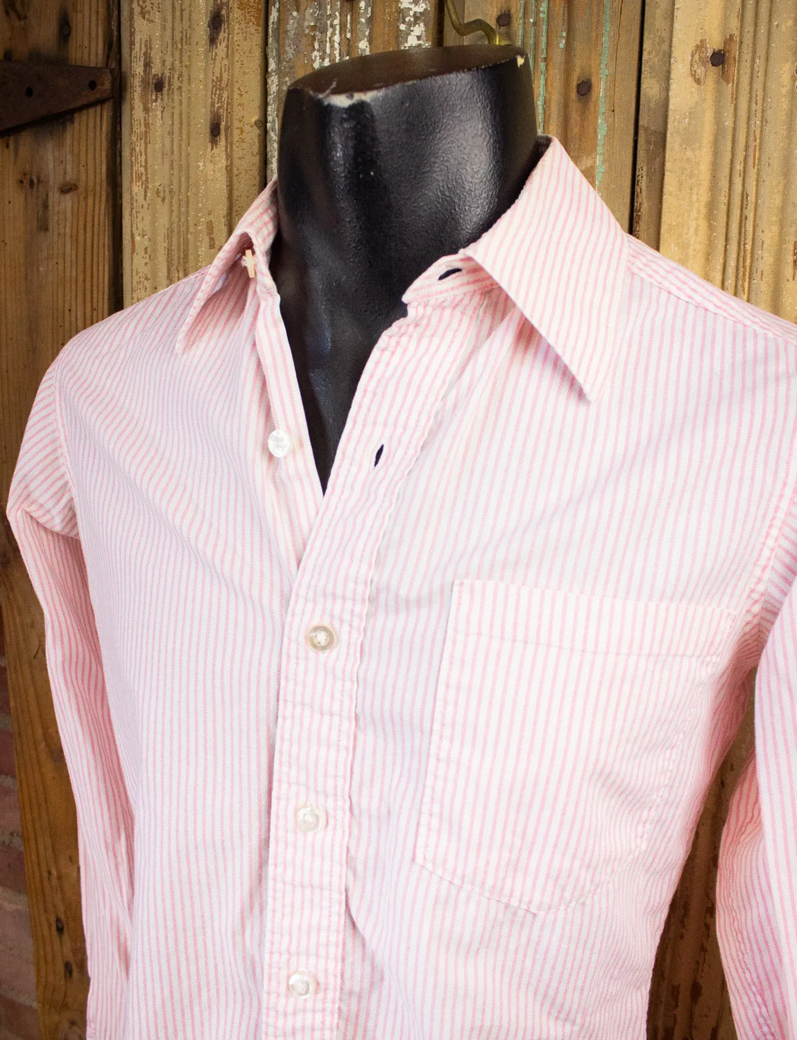 Vintage Pink and White Striped Button Up Shirt Small