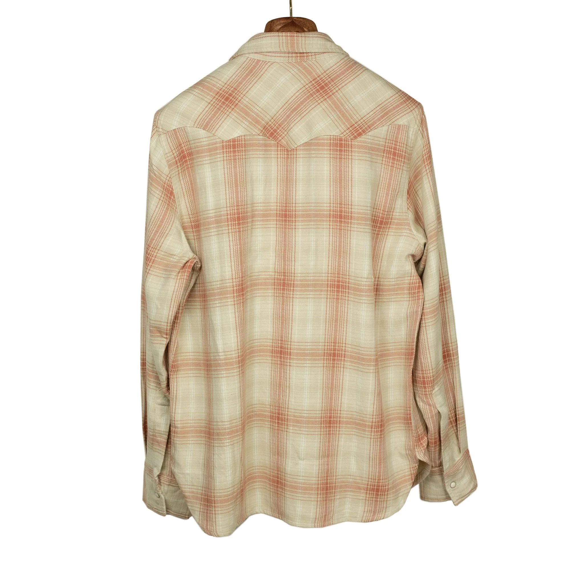 Washed flannel pearlsnap in "Idaho Autumn" rodeo plaid cotton