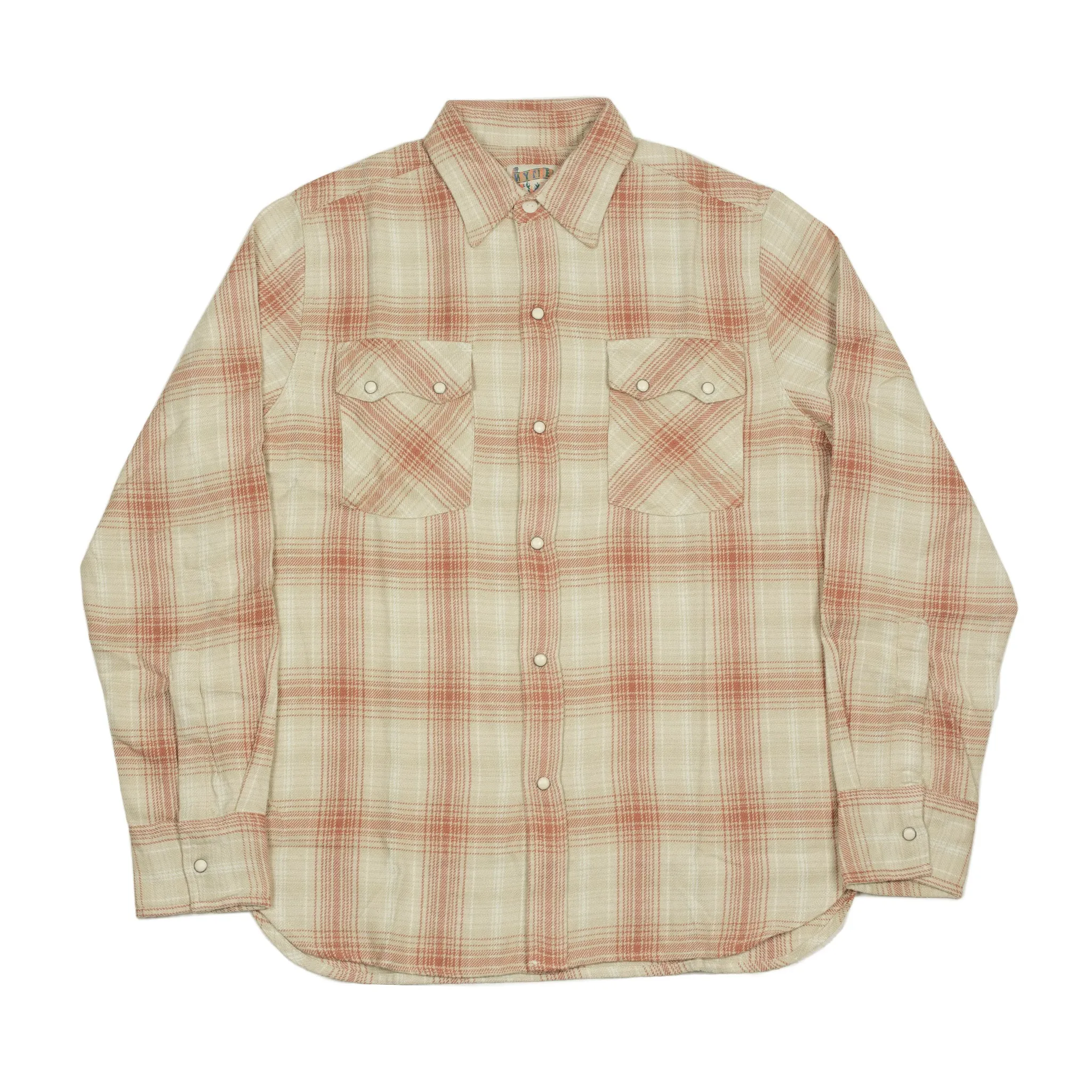 Washed flannel pearlsnap in "Idaho Autumn" rodeo plaid cotton