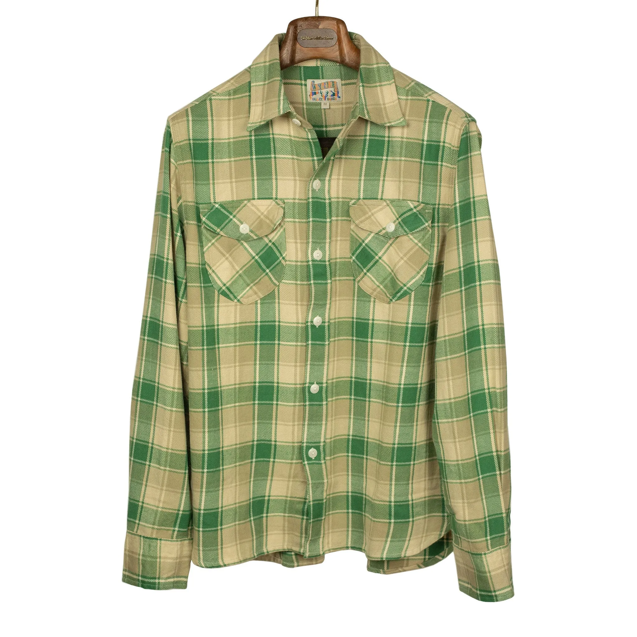 Washed flannel workshirt in "San Luis Valley" hearth plaid cotton