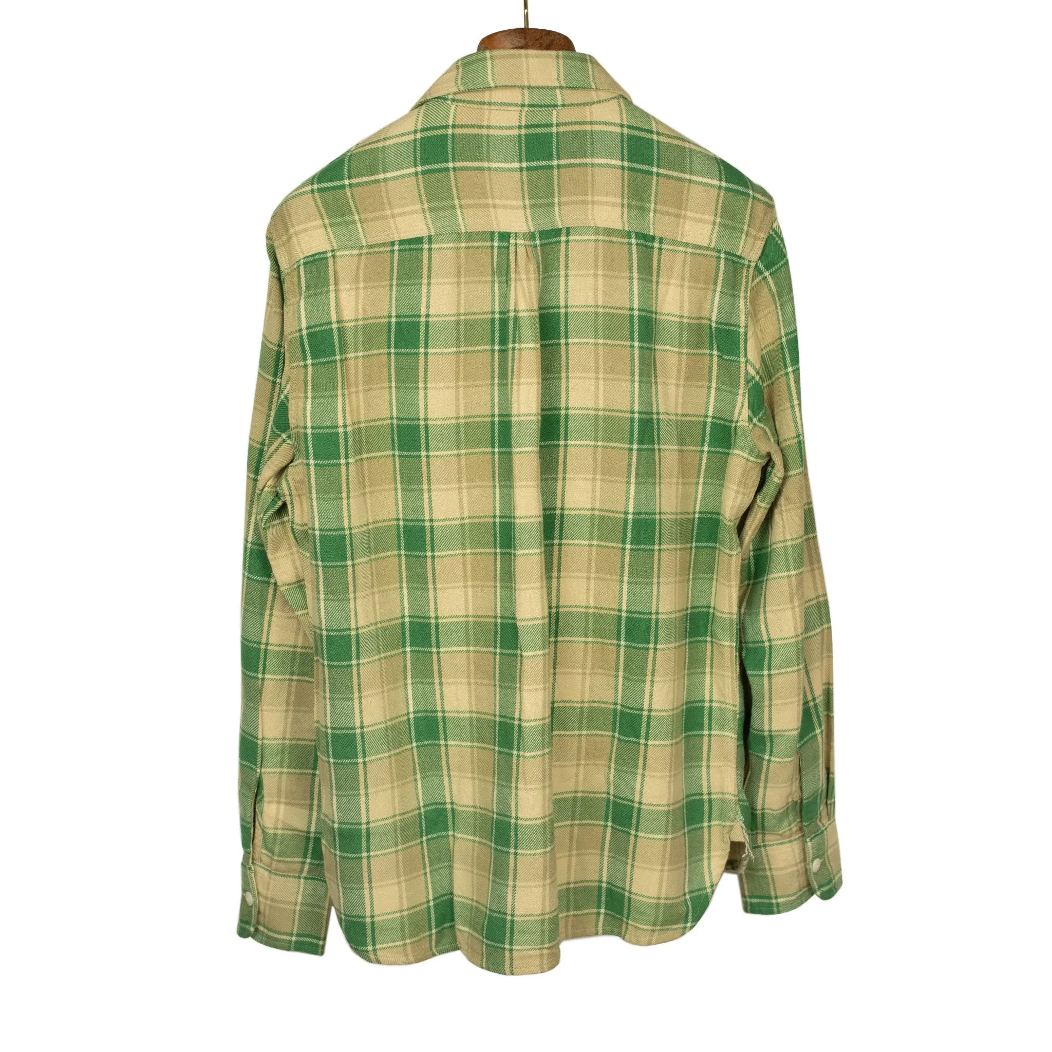 Washed flannel workshirt in "San Luis Valley" hearth plaid cotton