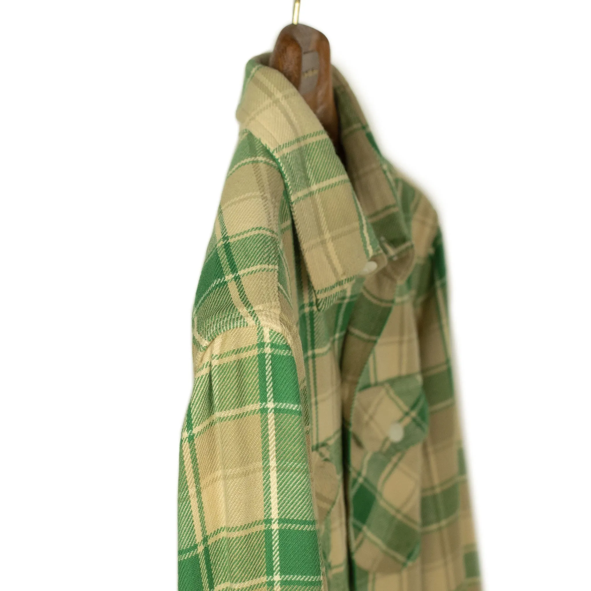 Washed flannel workshirt in "San Luis Valley" hearth plaid cotton